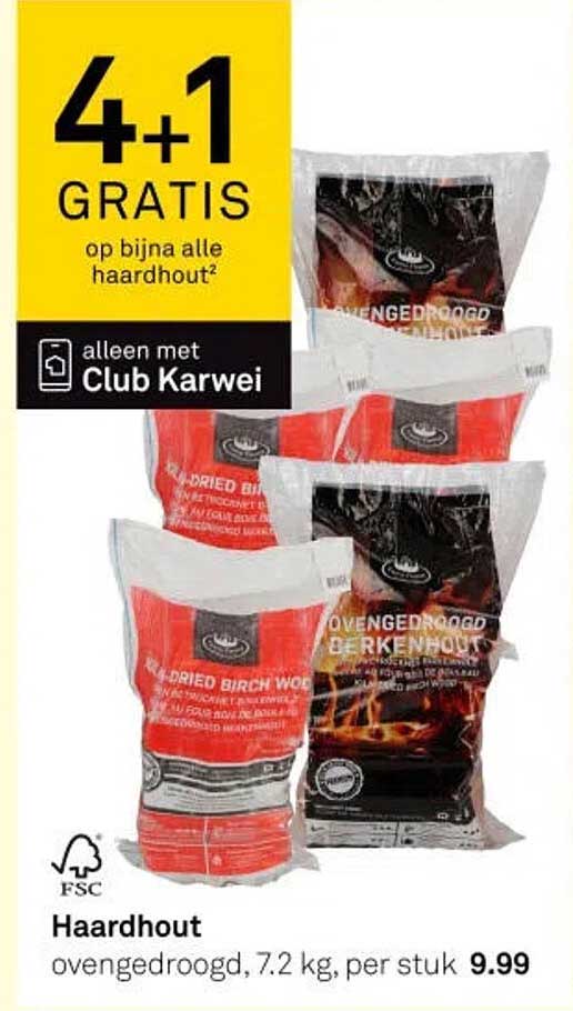 Haardhout ovengedroogd, 7.2 kg, per stuk 4+1 GRATIS op bijna alle haardhout² alleen met Club Karwei