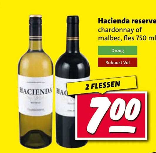 Hacienda reserve chardonnay of malbec, fles 750 ml 2 FLESSEN