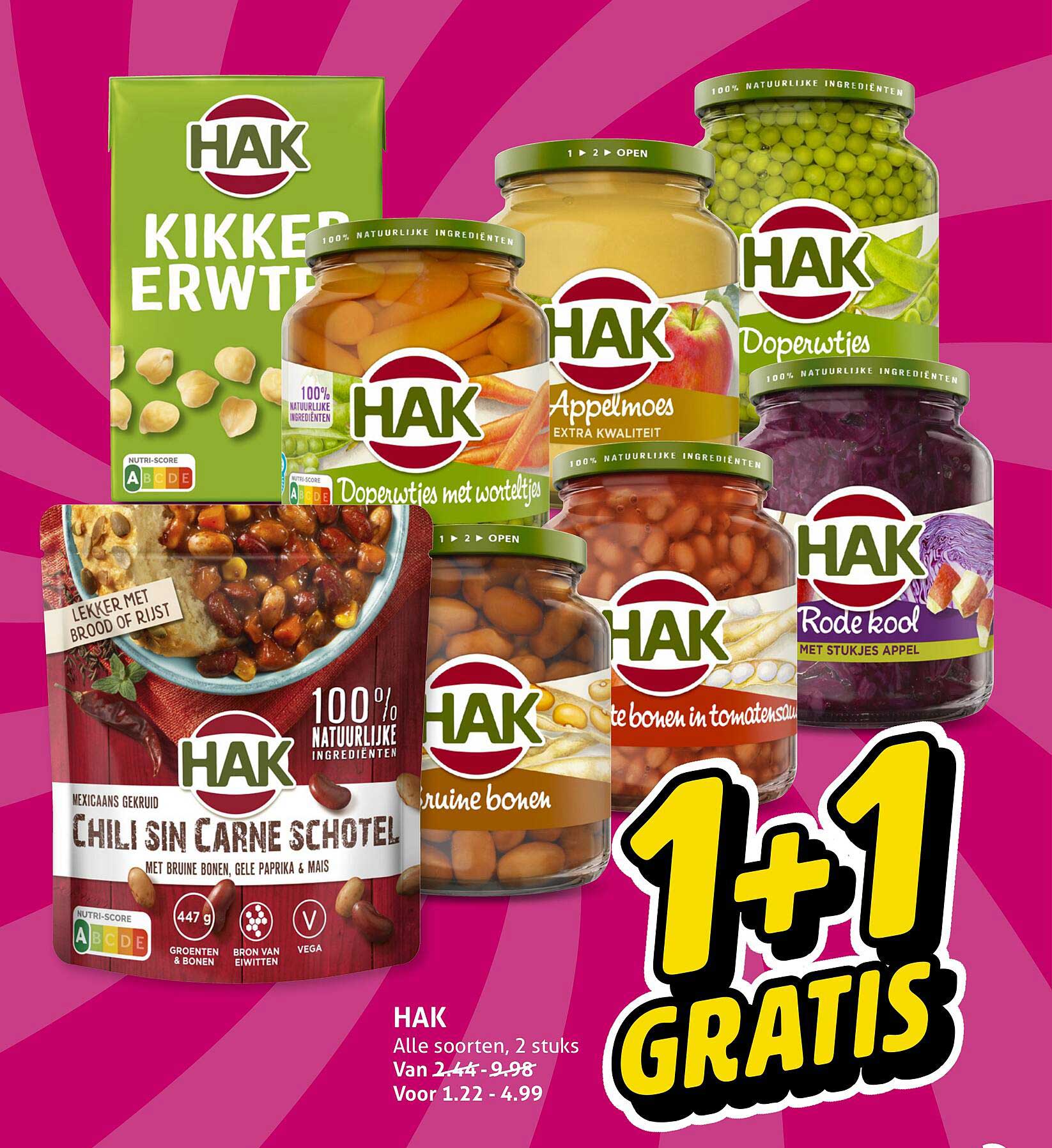 HAK Alle soorten, 2 stuks 1+1 GRATIS