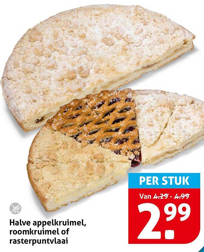 Halve appelkruimel, roomkruimel of rasterpuntvlaai