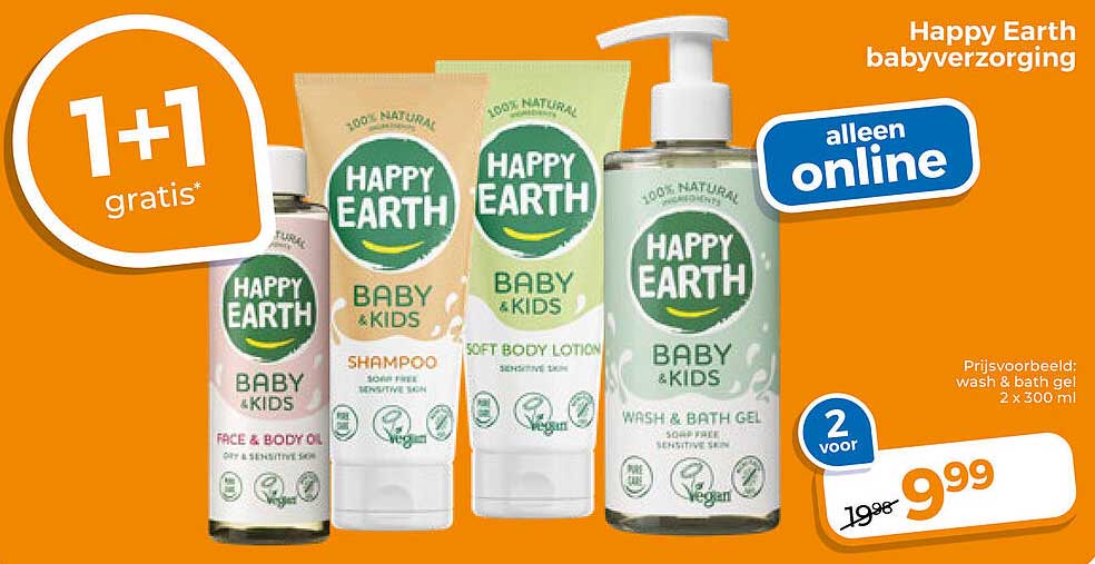 Happy Earth babyverzorging 1+1 gratis