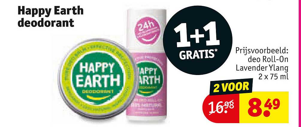 Happy Earth deodorant 1+1 GRATIS*