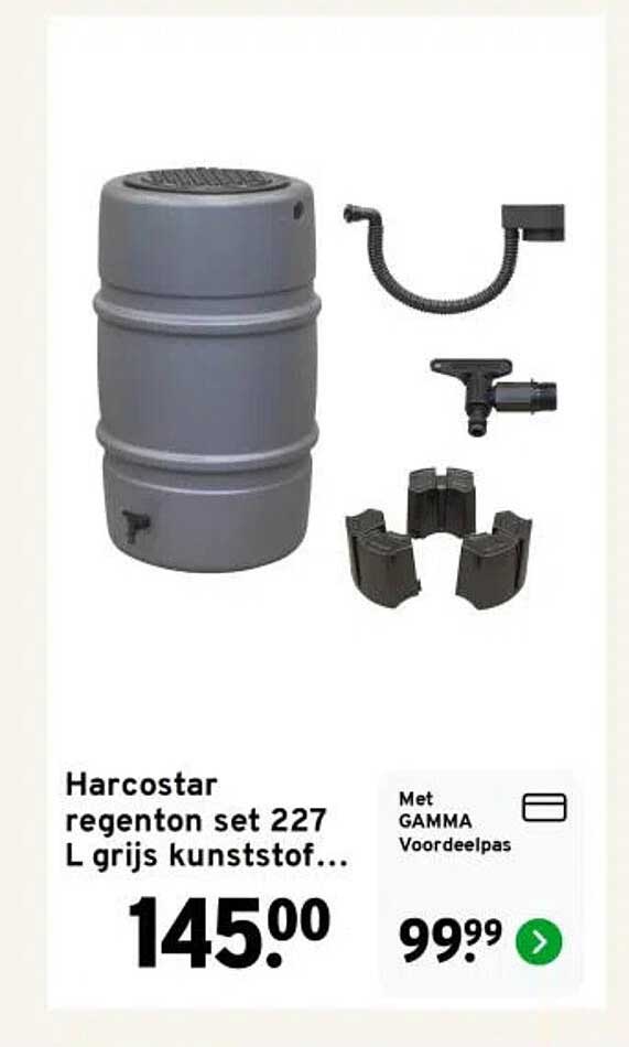 Harcostar regenton set 227 L grijs kunststof...
