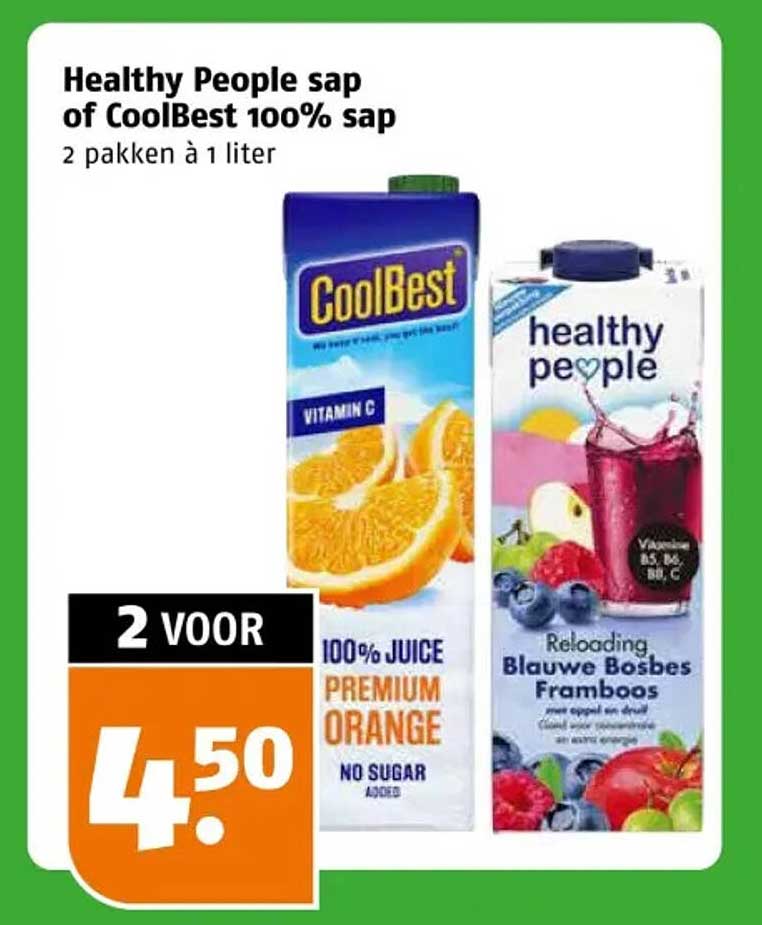 Healthy People sap of CoolBest 100% sap 2 pakken à 1 liter