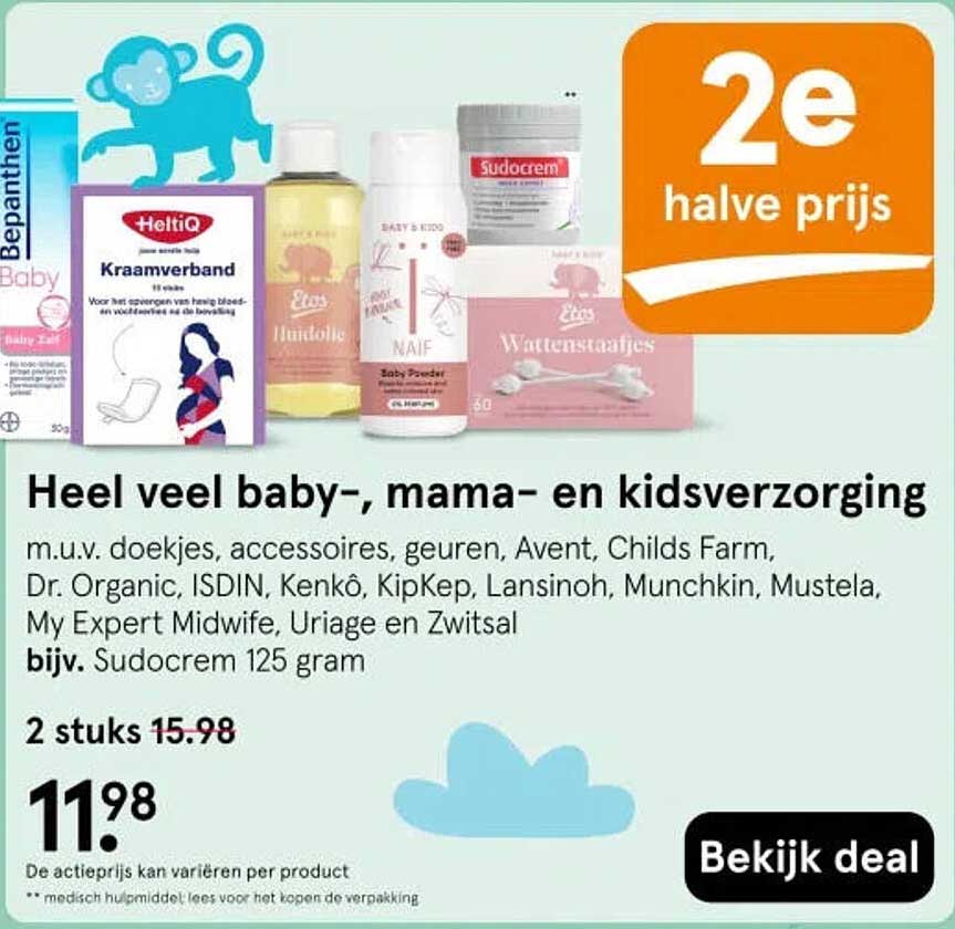 Heel veel baby-, mama- en kidsverzorging 2e halve prijs