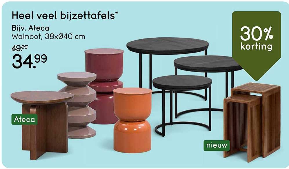 Heel veel bijzettafels*