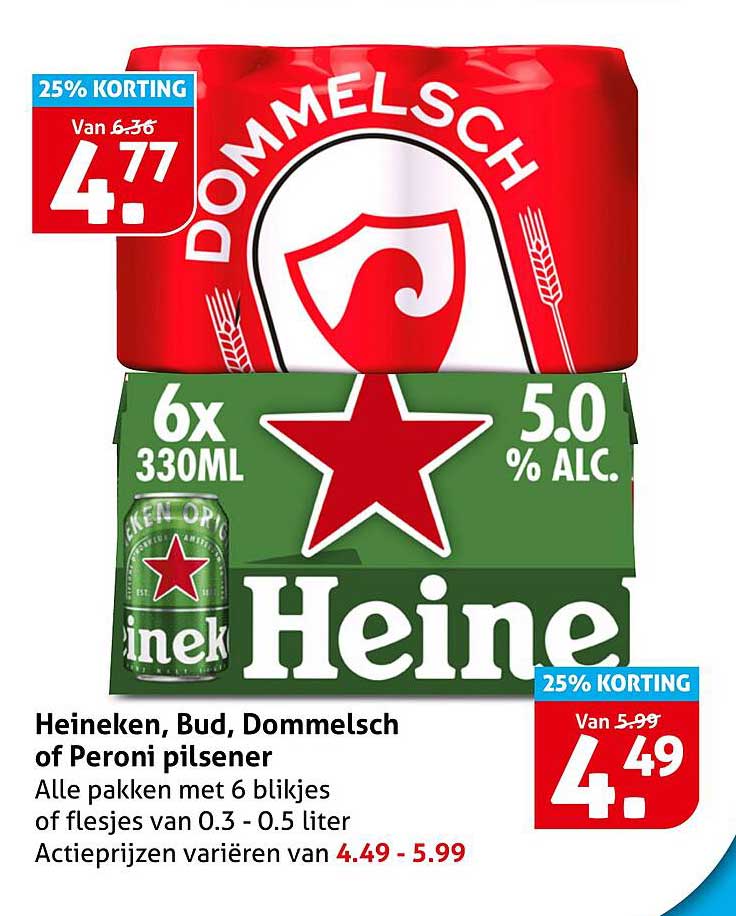 Heineken, Bud, Dommelsch of Peroni pilsener