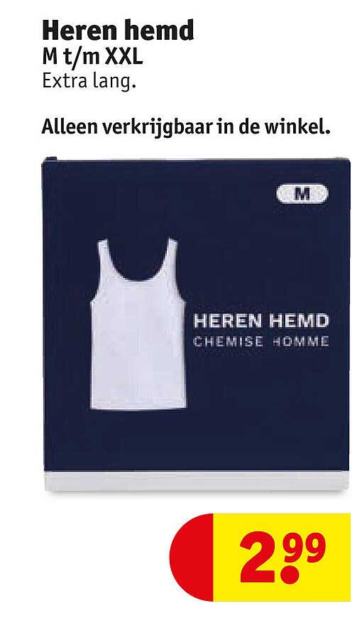 Heren hemd M t/m XXL Extra lang. Alleen verkrijgbaar in de winkel.