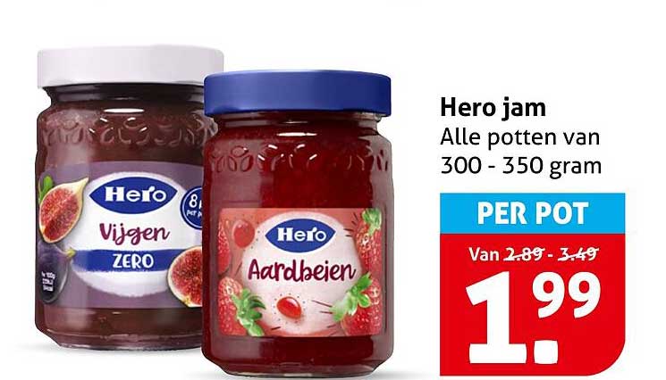 Hero jam Alle potten van 300 - 350 gram PER POT