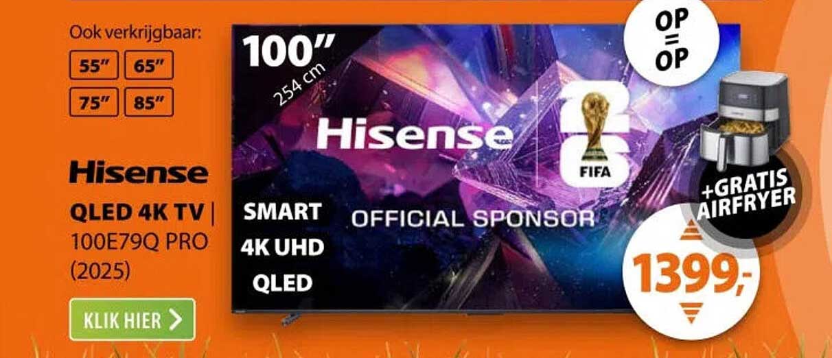 Hisense QLED 4K TV 100E79Q PRO (2025) + GRATIS AIRFRYER