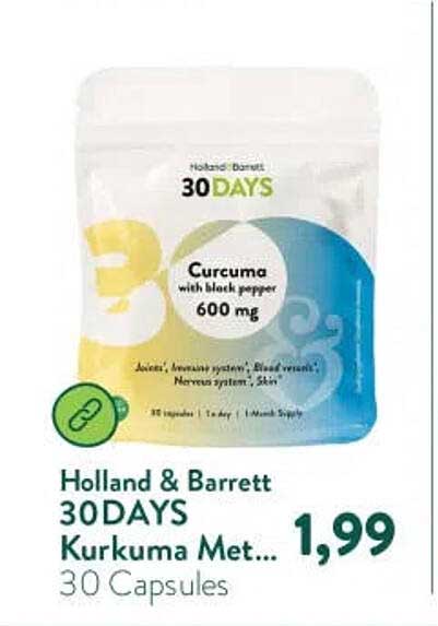 Holland & Barrett 30DAYS Kurkuma Met... 30 Capsules