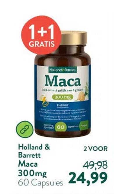Holland & Barrett Maca 300mg 60 Capsules 1+1 GRATIS