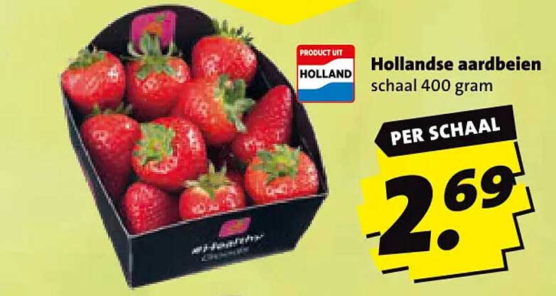 Hollandse aardbeien schaal 400 gram PER SCHAAL