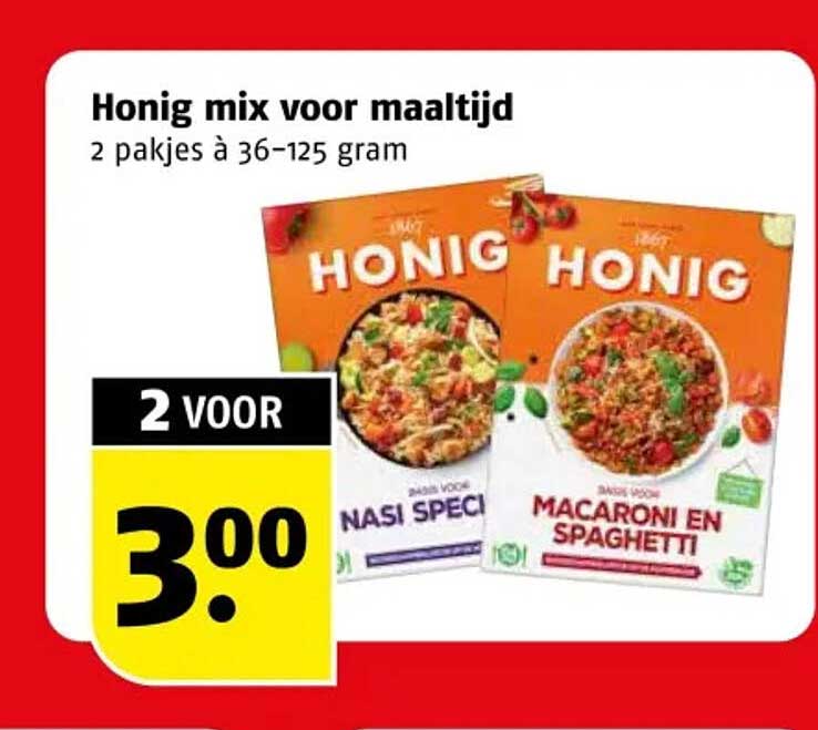 Honig mix voor maaltijd 2 pakjes à 36-125 gram
