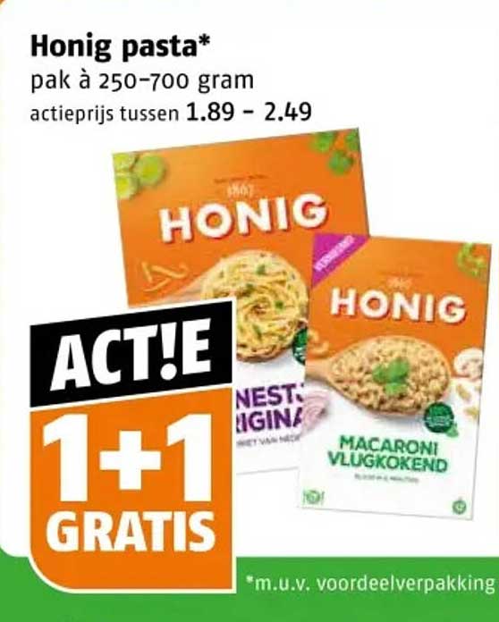 Honig pasta* 1+1 GRATIS