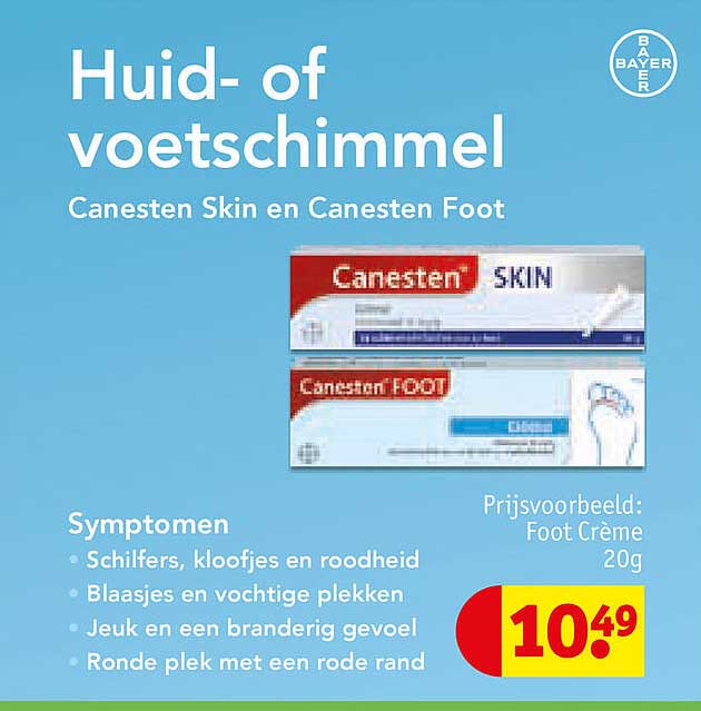 Huid- of voetschimmel Canesten Skin en Canesten Foot