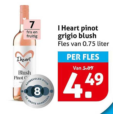 I Heart pinot grigio blush Fles van 0.75 liter PER FLES