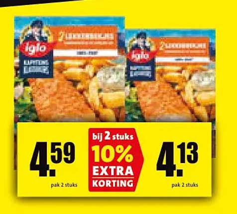 Iglo aanbieding bij 2 stuks 10% EXTRA KORTING