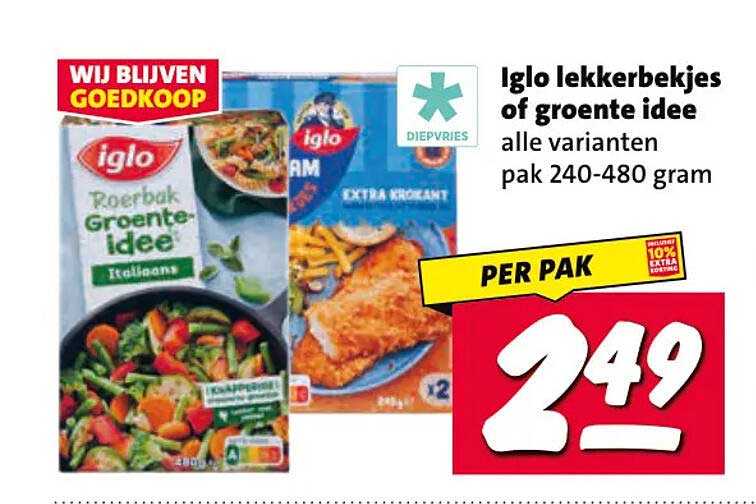Iglo lekkerbekjes of groente idee alle varianten pak 240-480 gram