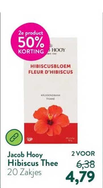 Jacob Hooy Hibiscus Thee 20 Zakjes 2e product 50% korting