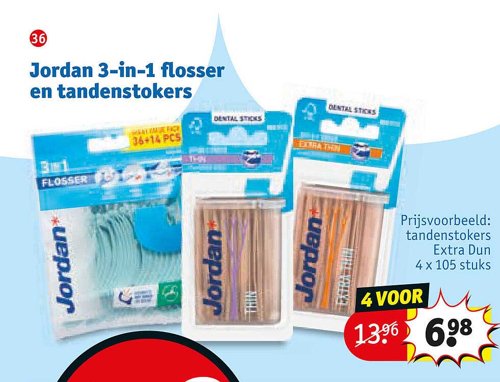 Jordan 3-in-1 flosser en tandenstokers 4 voor