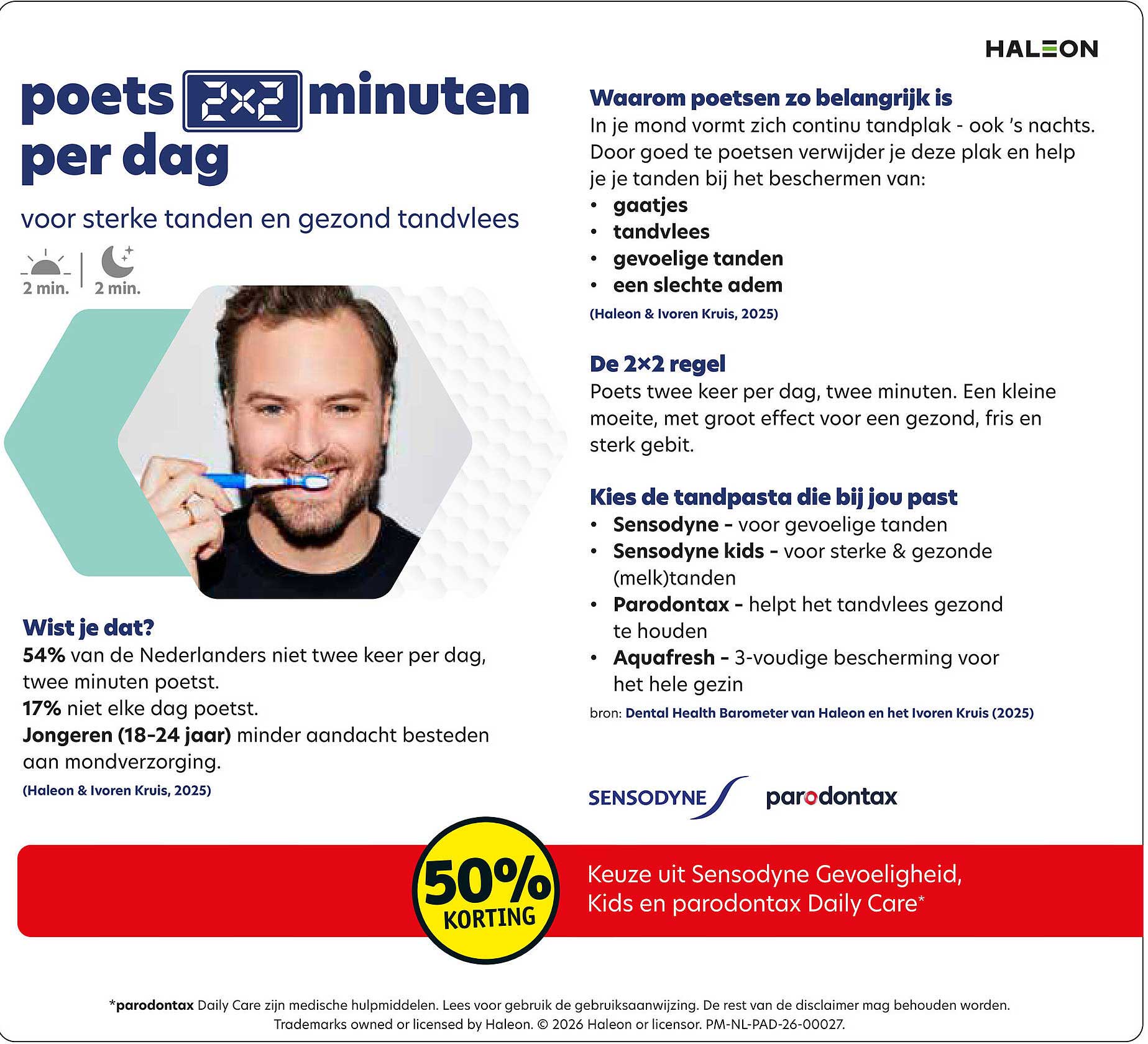 Keuze uit Sensodyne Gevoeligheid, Kids en parodontax Daily Care* 50% korting