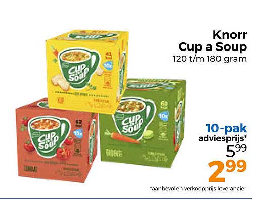 Knorr Cup a Soup 120 t/m 180 gram 10-pak adviesprijs*