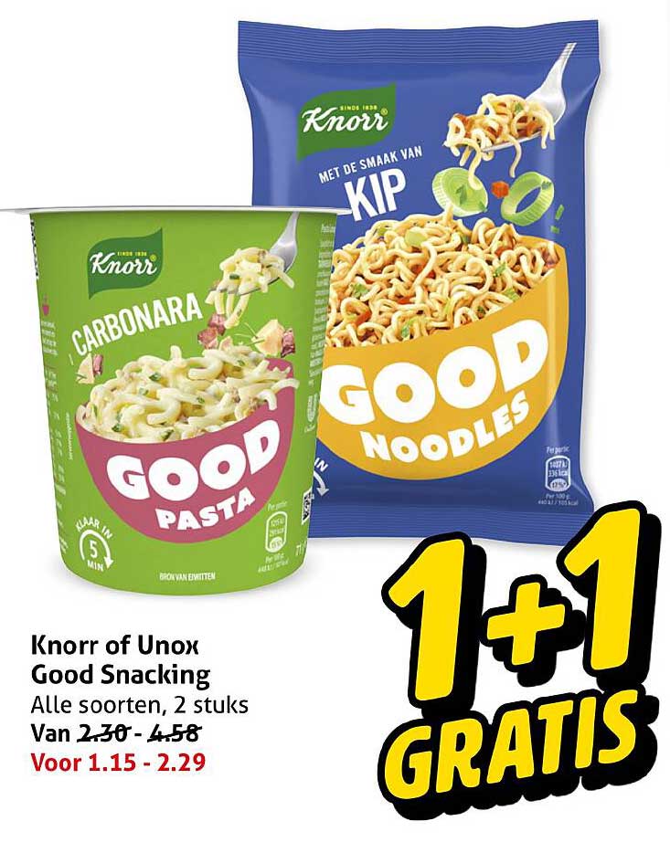 Knorr of Unox Good Snacking Alle soorten, 2 stuks 1+1 gratis