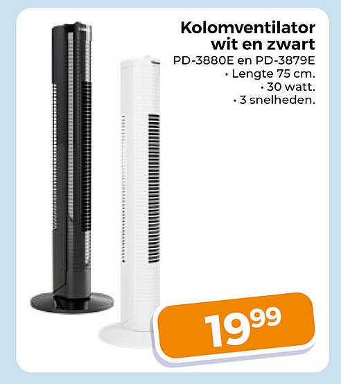 Kolomventilator wit en zwart