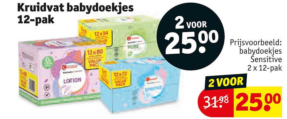 Kruidvat babydoekjes 12-pak 2 voor 25.00