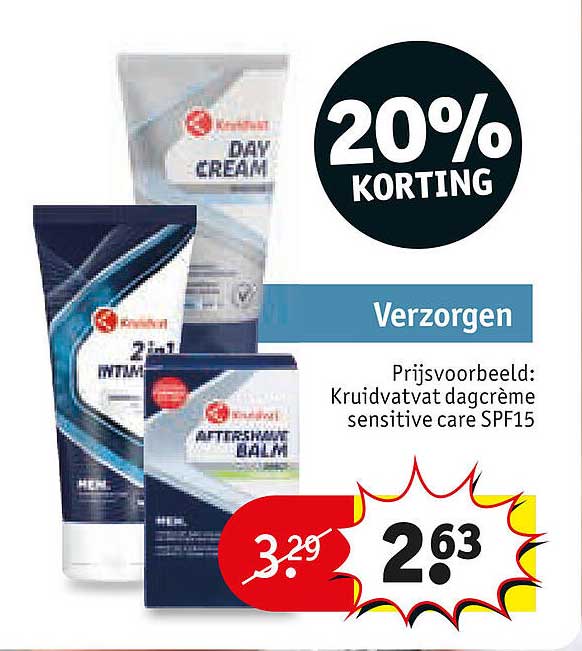 Kruidvat dagcrème sensitive care SPF15 20% korting