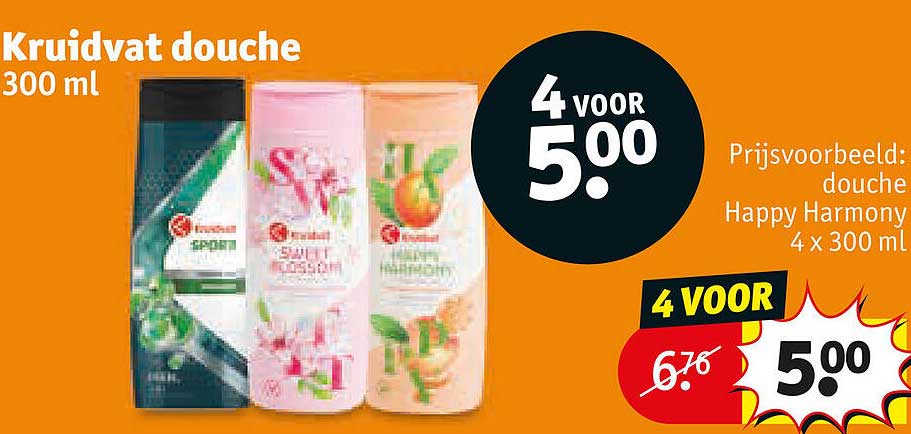 Kruidvat douche 300 ml 4 voor 5.00