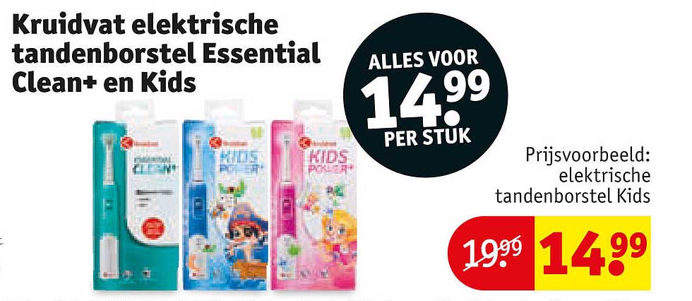 Kruidvat elektrische tandenborstel Essential Clean+ en Kids
