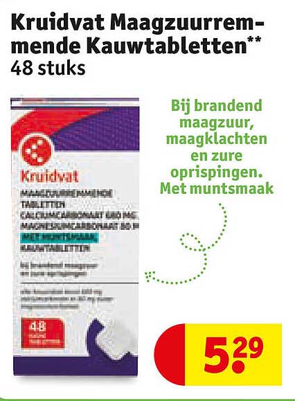 Kruidvat Maagzuurremmende Kauwtabletten** 48 stuks