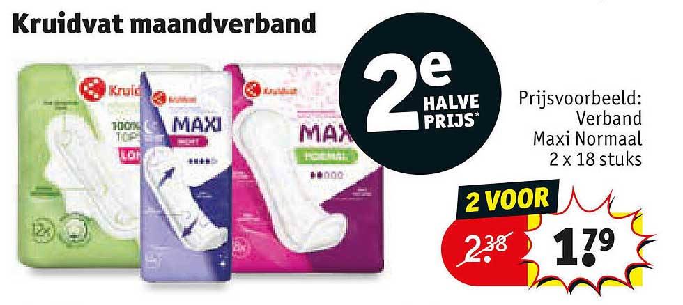 Kruidvat maandverband 2e halve prijs