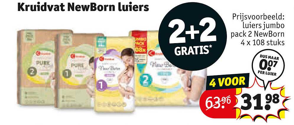 Kruidvat NewBorn luiers 2+2 GRATIS*