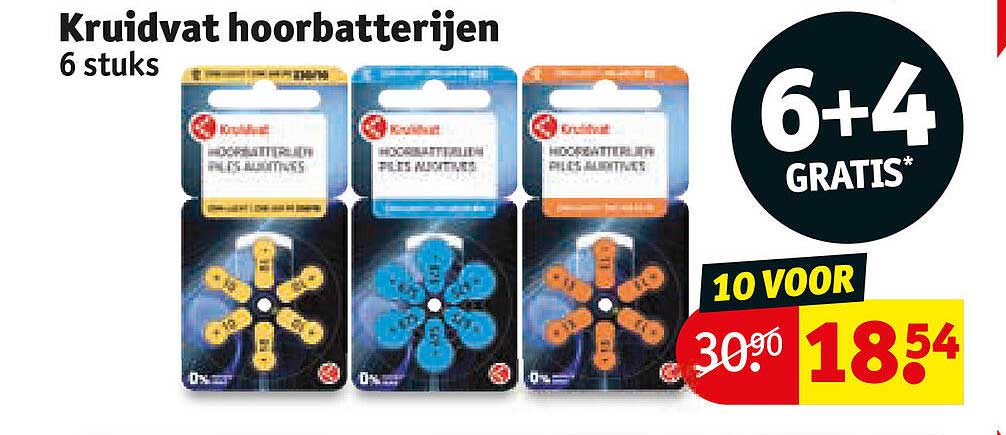 Kruidvat oorbatterijen 6 stuks 6+4 GRATIS