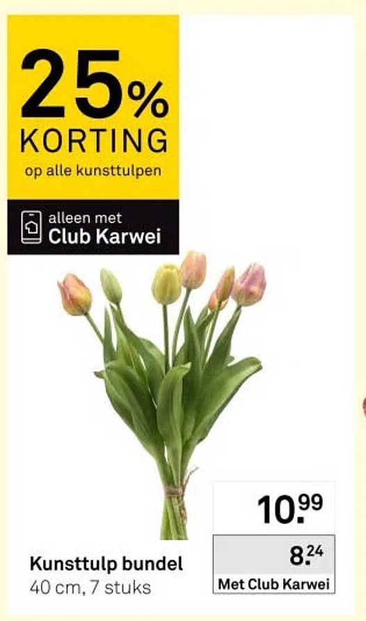 Kunsttulp bundel 40 cm, 7 stuks 25% KORTING op alle kunsttulpen alleen met Club Karwei