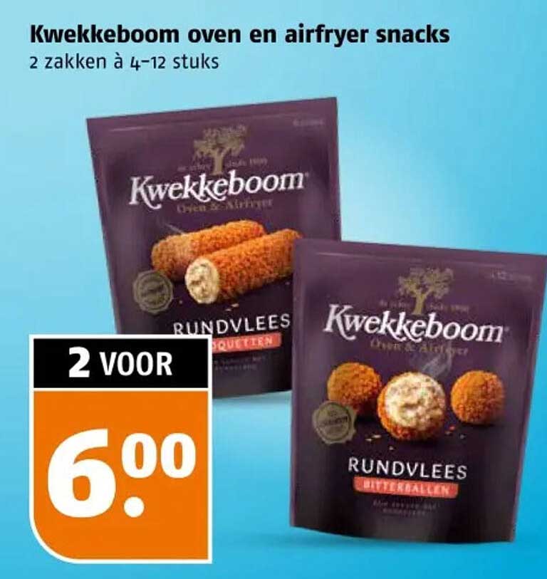 Kwekkeboom oven en airfryer snacks 2 zakken à 4-12 stuks