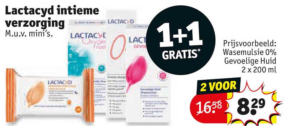 Lactacyd intieme verzorging M.u.v. mini’s. 1+1 GRATIS*