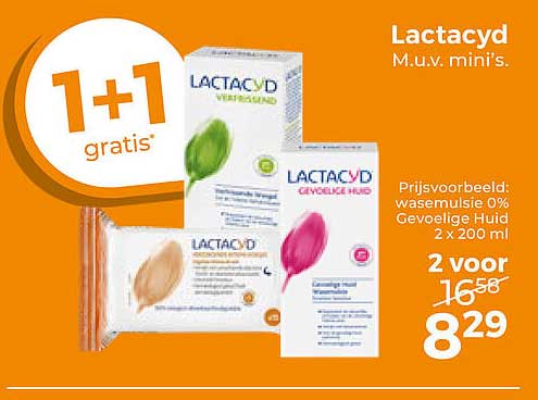 Lactacyd M.u.v. mini's. 1+1 gratis