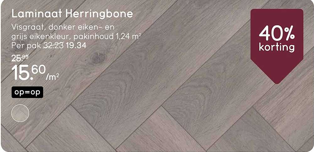 Laminaat Herringbone 40% korting