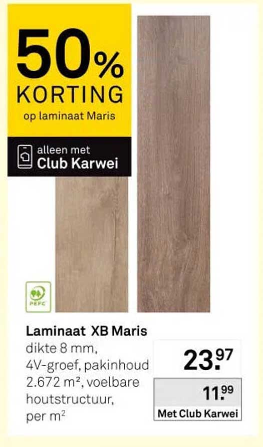 Laminaat XB Maris 50% KORTING op laminaat Maris alleen met Club Karwei
