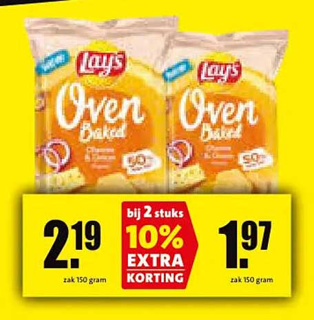 Lay's Oven Baked chips zak 150 gram bij 2 stuks 10% EXTRA KORTING