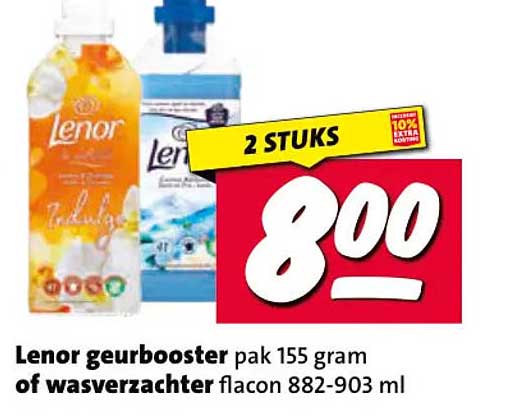 Lenor geurbooster pak 155 gram of wasverzachter flacon 882-903 ml 2 STUKS