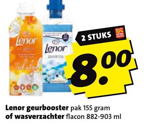Lenor geurbooster pak 155 gram of wasverzachter flacon 882-903 ml 2 STUKS