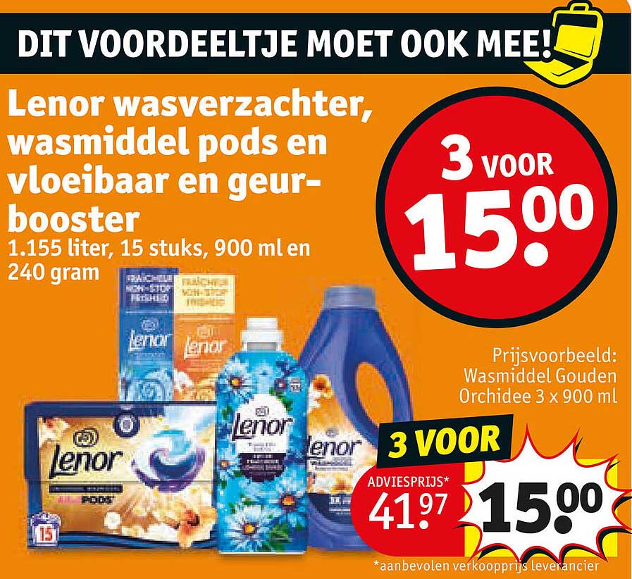 Lenor wasverzachter, wasmiddel pods en vloeibaar en geur-booster