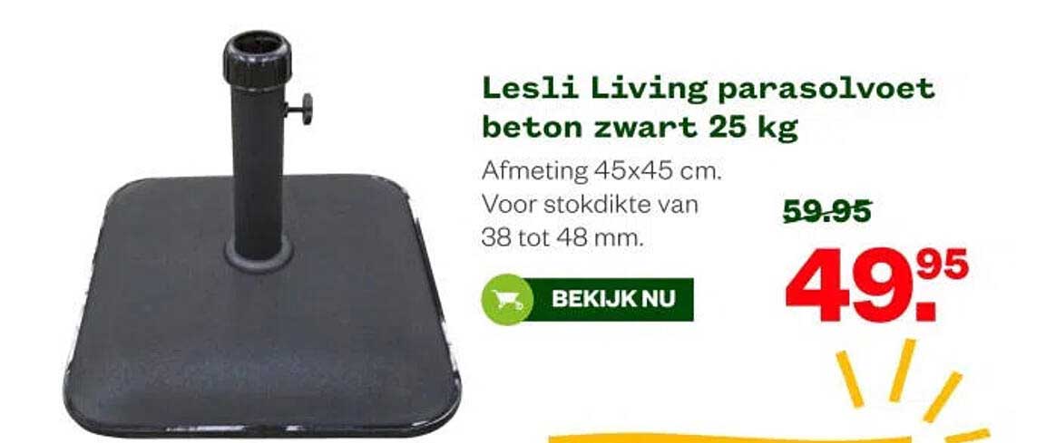 Lesli Living parasolvoet beton zwart 25 kg