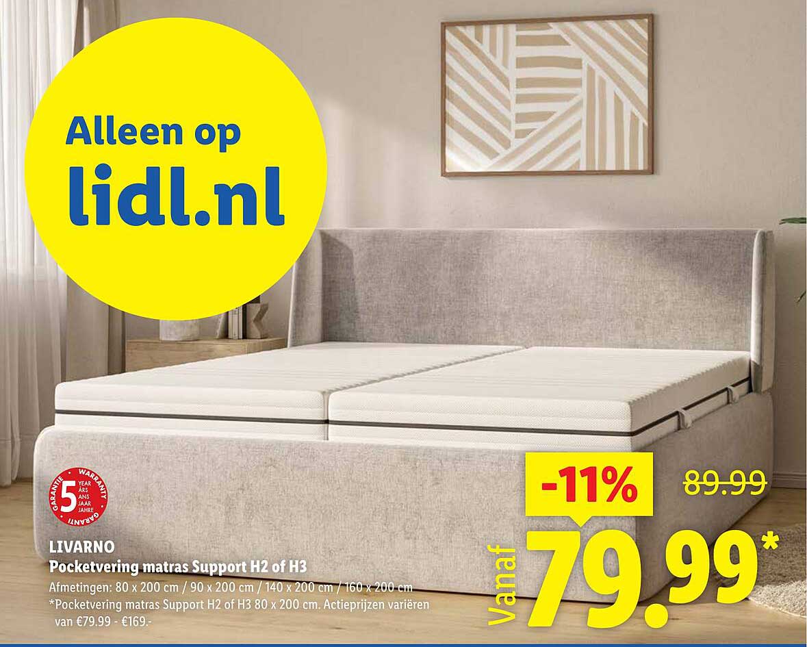 LIVARNO Pocketvering matras Support H2 of H3