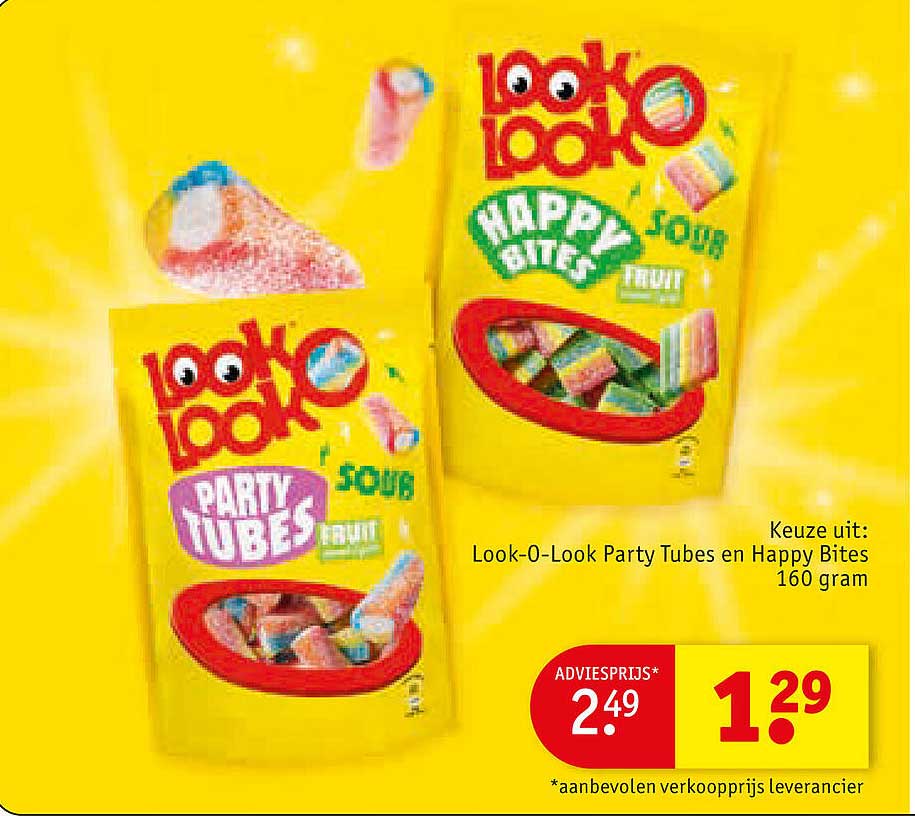 Look-O-Look Party Tubes en Happy Bites 160 gram